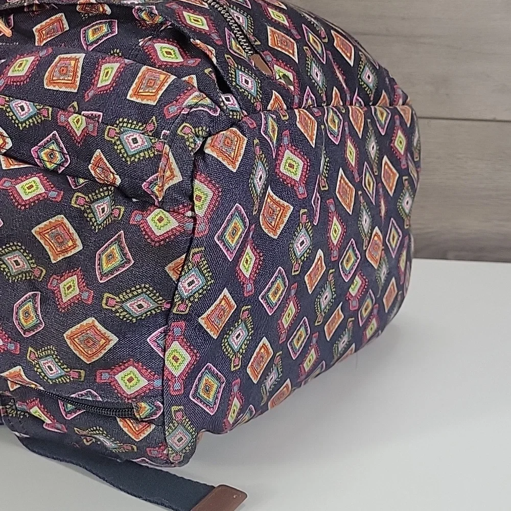 Vera Bradley Mini Medallions Backpack with Blue Multicolor Diamond Pattern